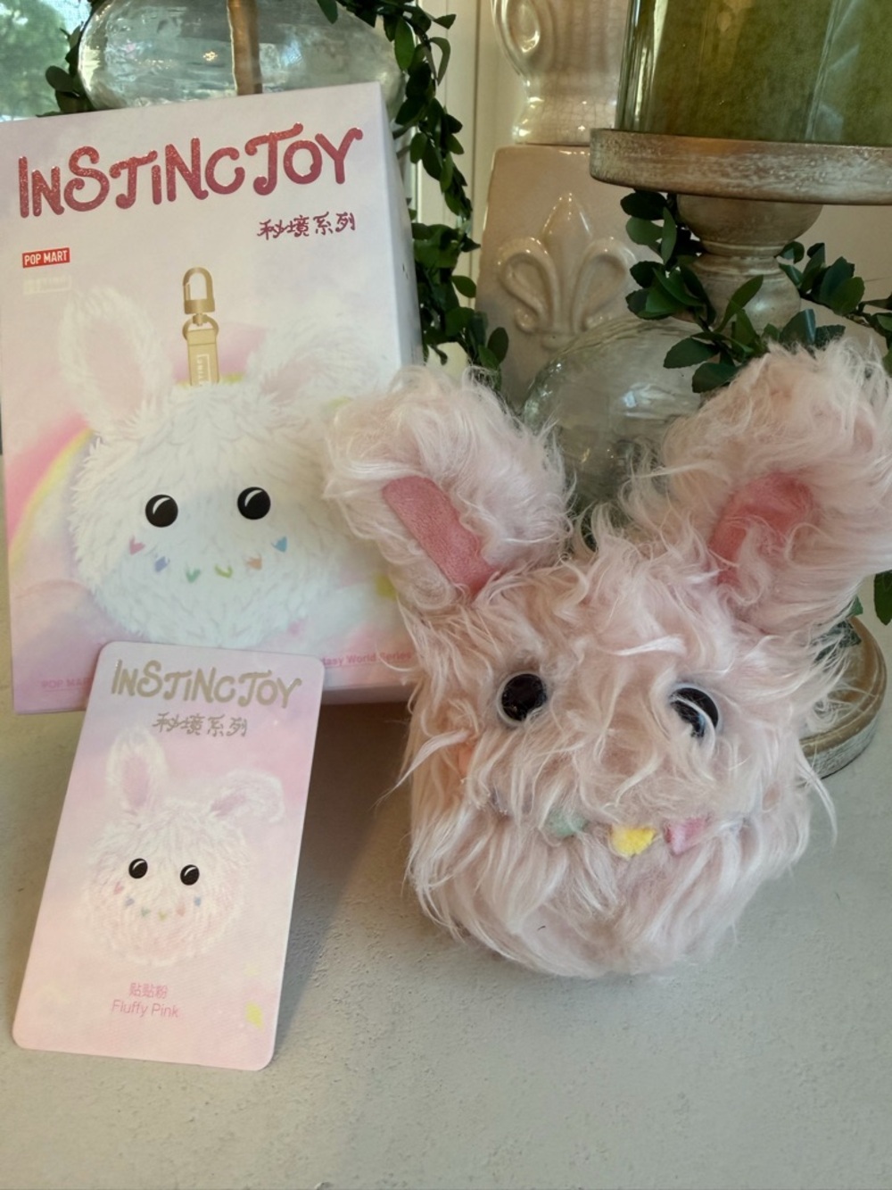 Instinctoy Fluffy Pink Bunny Plush Keychain